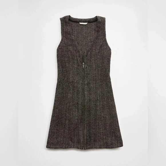 AMERICAN EAGLE Zip-Up Mini Dress Wool Blend in Brown Sz XS NWT - Picture 5 of 6